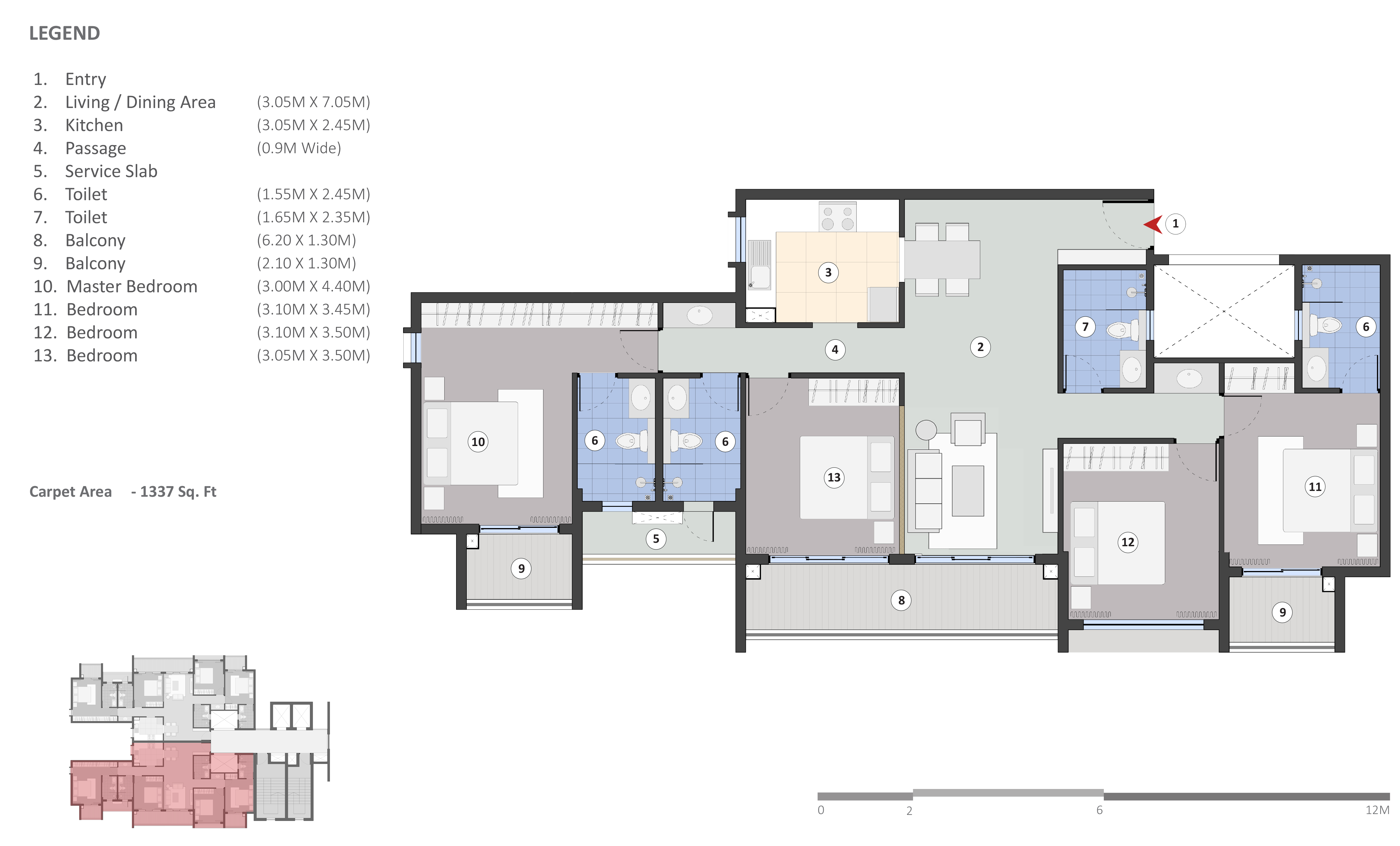 4BHK type1 unit plan 