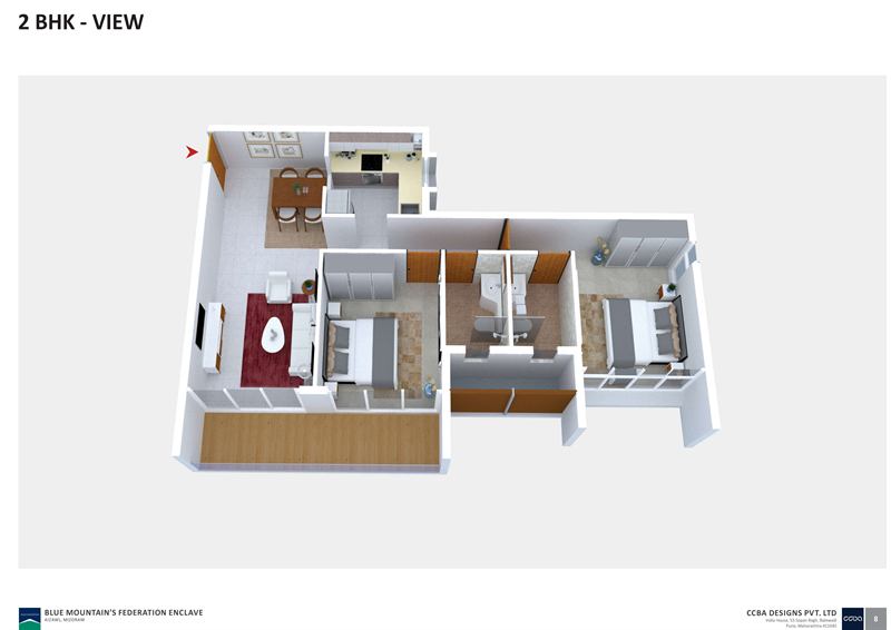 2 BHK cutaway view