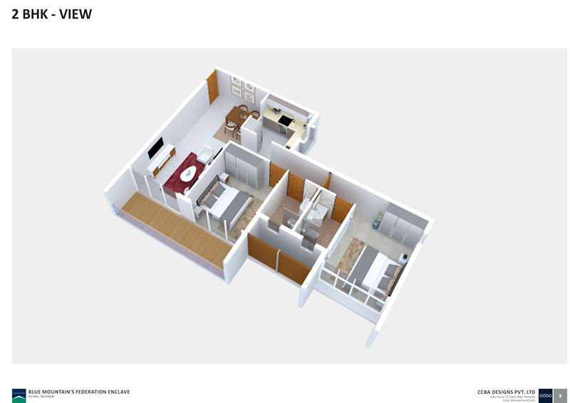 2 BHK cutaway view