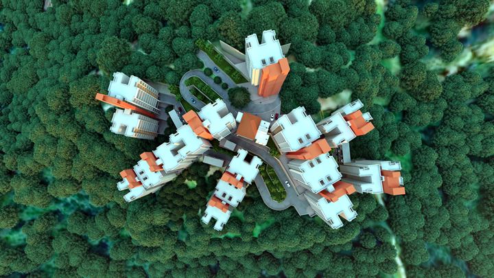 Aerial view of the 5.5-acre masterplan
