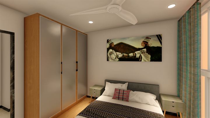 Bedroom with fitted wardrobe