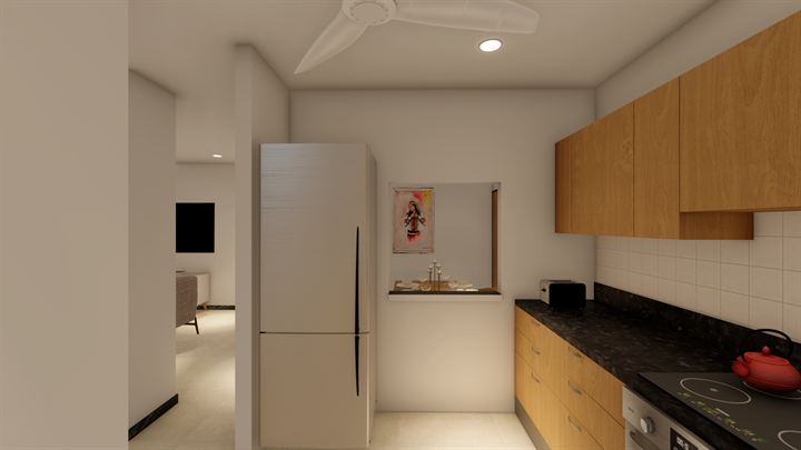 Fitted kitchen with granite counter