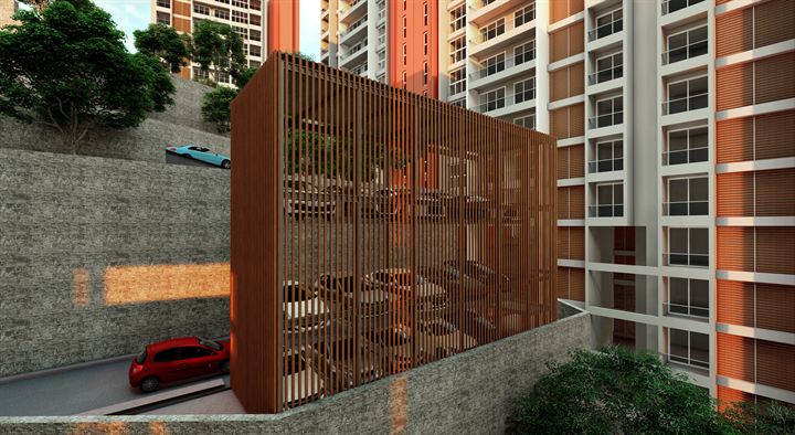 Mechanised multilevel parking screen